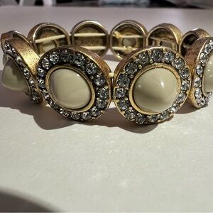 Elegant J Crew Gold and Cream Vintage-Inspired Bracelet